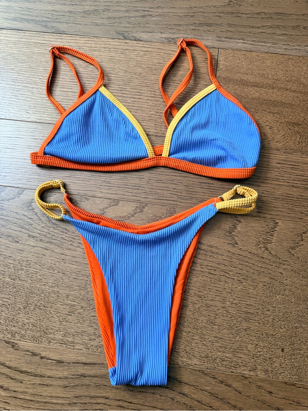 Blue, Orange & Yellow Triangle Bikini Set - Women's Swim